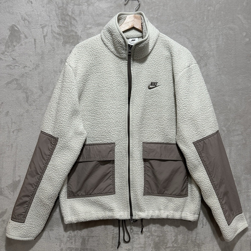 Nike Sportswear Sport Essentials Jacket Men's‎ S Sherpa Fleece Fossil Full Zip